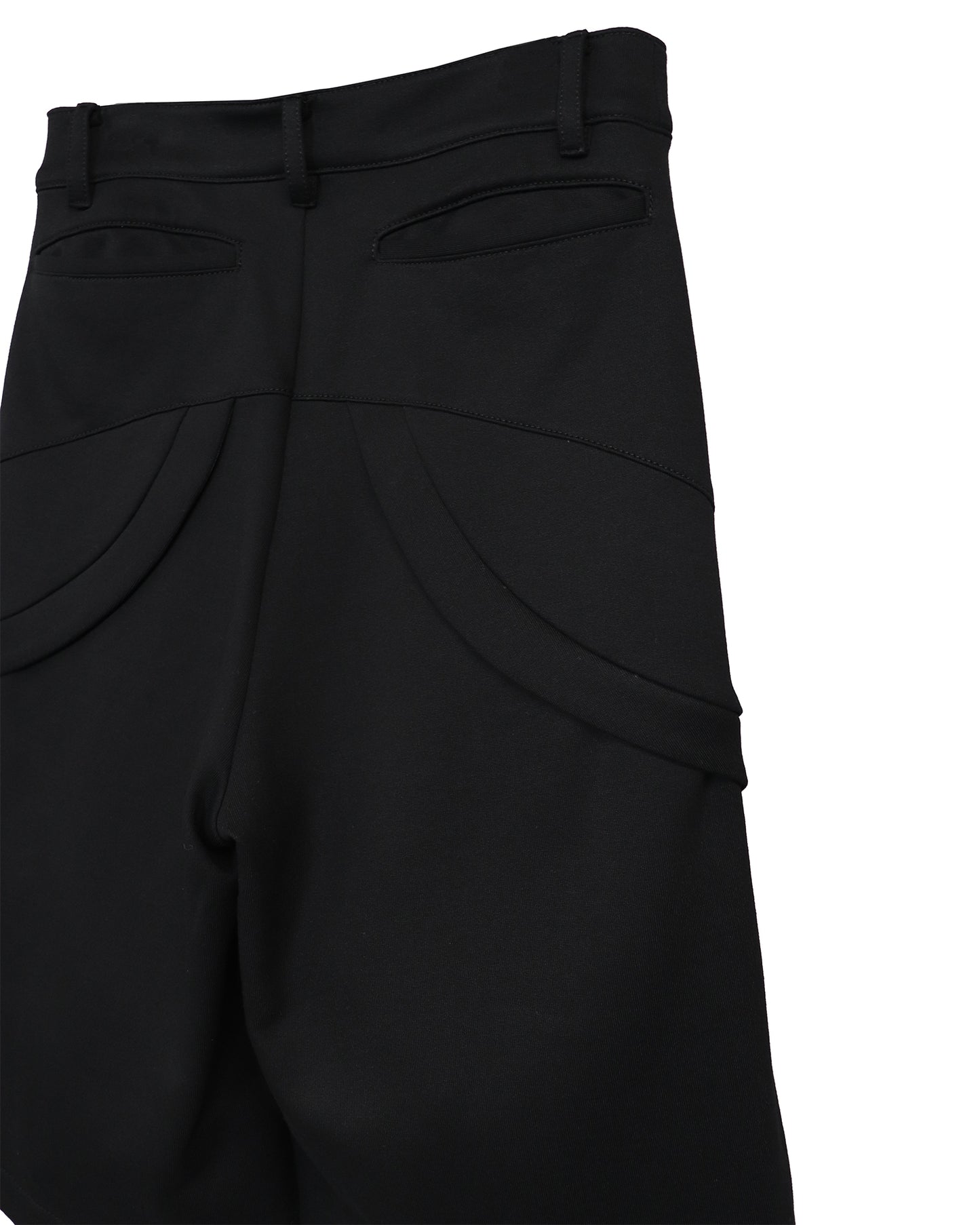 【RE-STOCK】COMPACT COTTON WIDE CROPPED TROUSERS / BLACK
