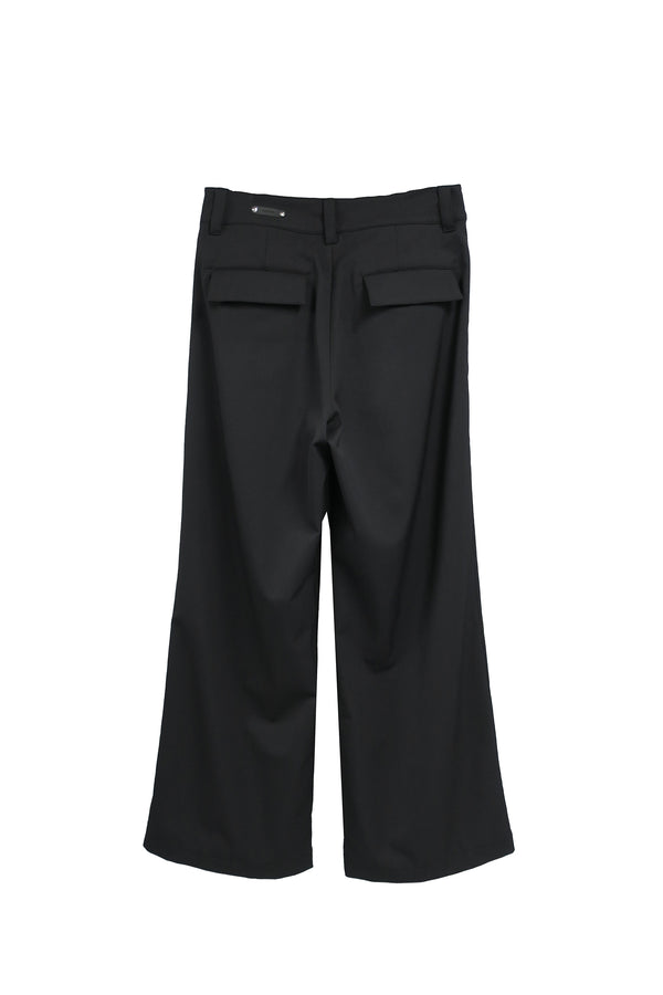 BASIC GABARDINE  WIDE PANTS / BLACK