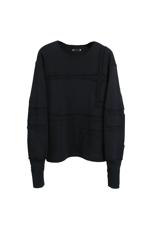 MAZE BANDAGE GLOVES CREWNECK SWEATER / BLACK