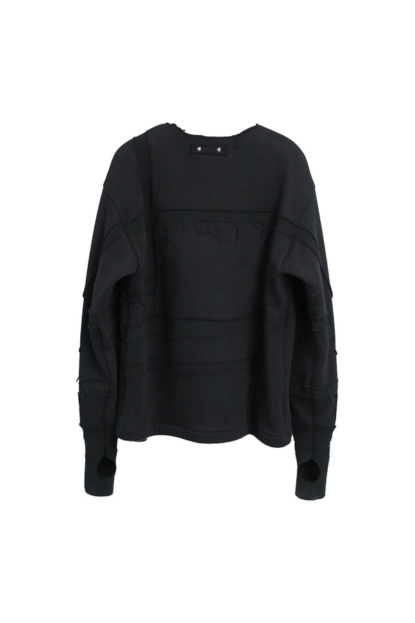 MAZE BANDAGE GLOVES CREWNECK SWEATER / BLACK