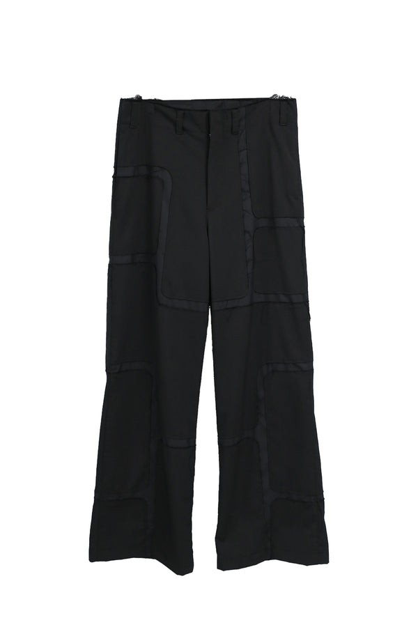 CLASSIC MATERIALS MAZE BOOT CUT TROUSERS / BLACK