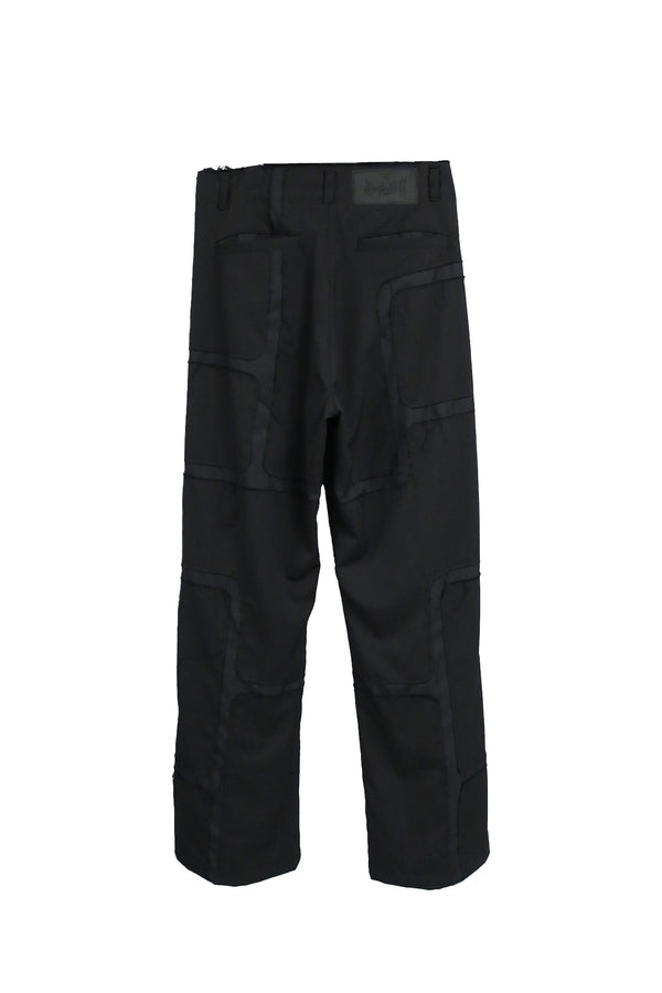 CLASSIC MATERIALS MAZE BOOT CUT TROUSERS / BLACK