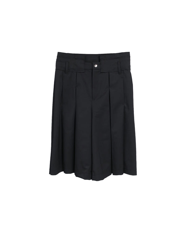 PLEATS ACTION  CROPPED WIDE TROUSERS / BLACK