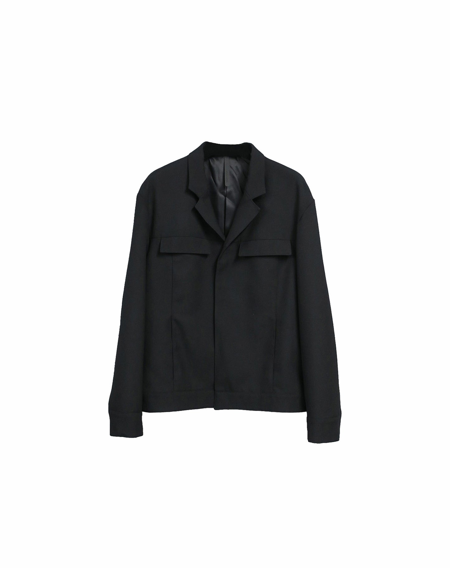 GABERDINE WOOL MODERN  IKE JACKET / BLACK