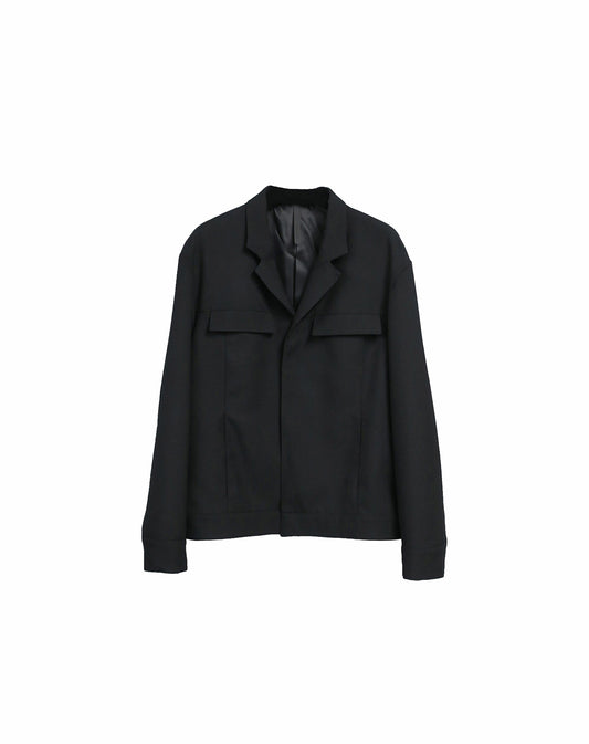 GABERDINE WOOL MODERN  IKE JACKET / BLACK