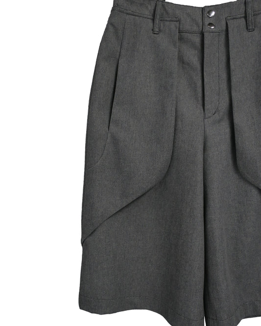 【RE-STOCK】11oz WASHED DENIM CROPPED WIDE TROUSERS /D-GY