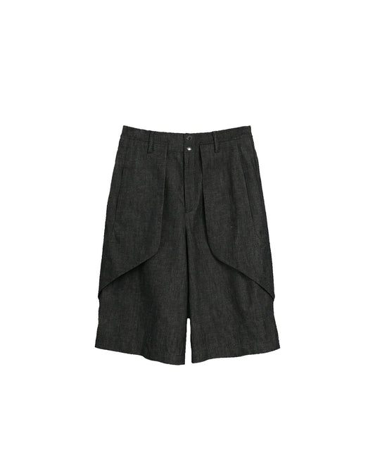 【RE-STOCK】11oz WASHED DENIM CROPPED WIDE TROUSERS /BLACK