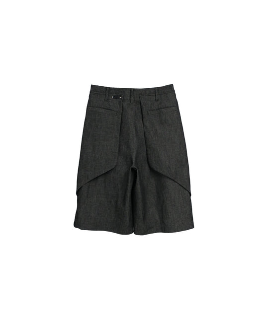 【RE-STOCK】11oz WASHED DENIM CROPPED WIDE TROUSERS /BLACK