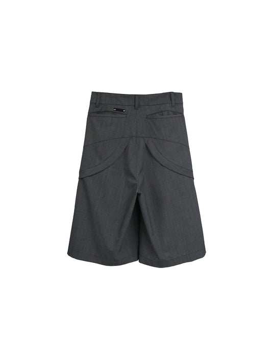 FLEX GABARDINE THREE-D STREAM  CROPPED WIDE TROUSERS/ GRAY
