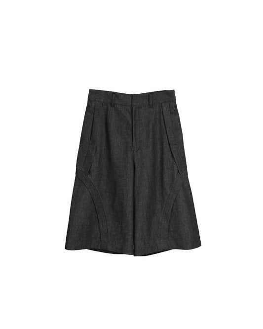 【RE-STOCK】11oz WASHED DENIM THREE-D STREAM CROPPED WIDE TROUSERS / BLACK