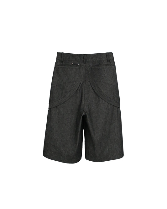 【RE-STOCK】11oz WASHED DENIM THREE-D STREAM CROPPED WIDE TROUSERS / BLACK