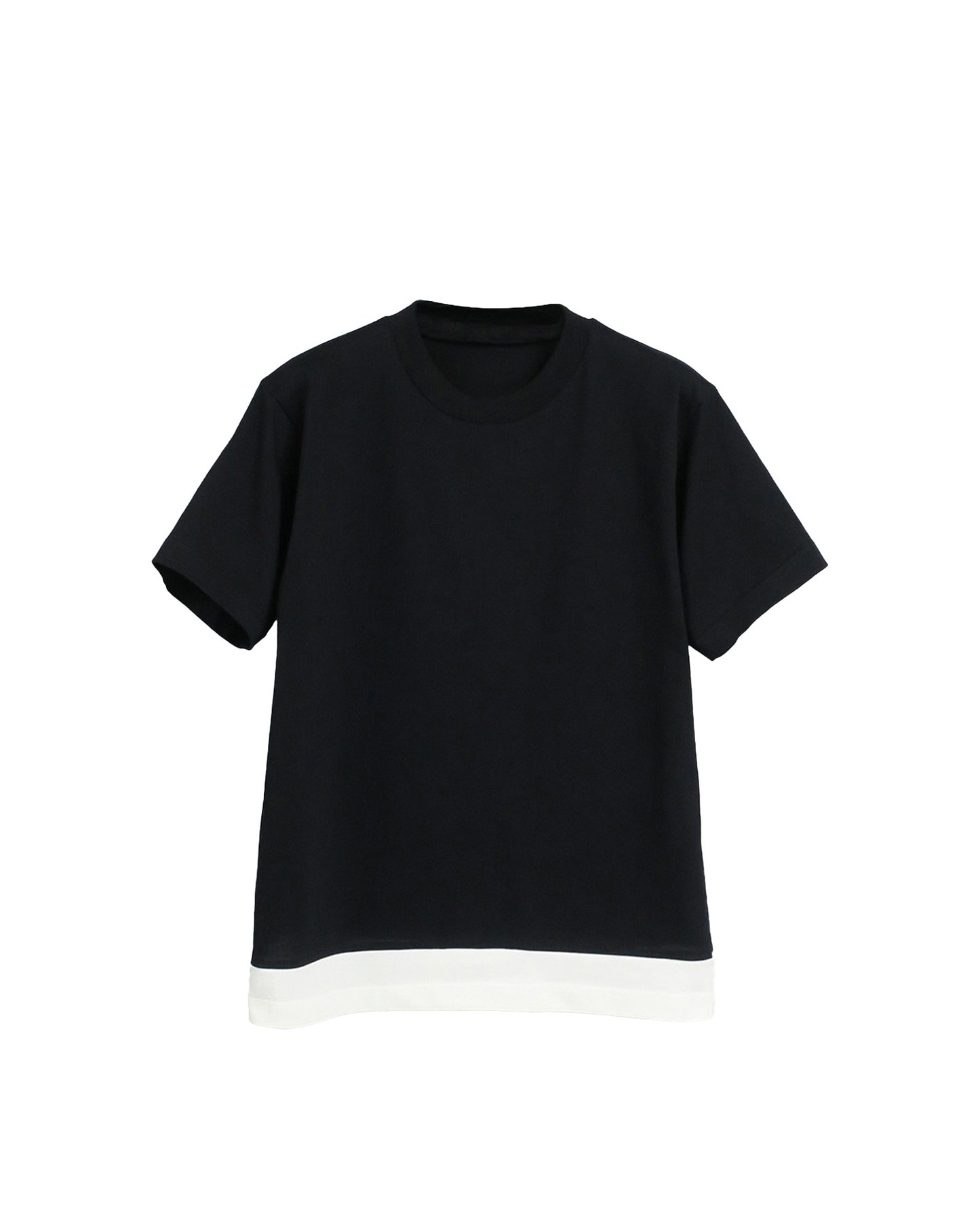 CONTRAST HEM LAYERED T-SHIRTS / BLACK×O-W