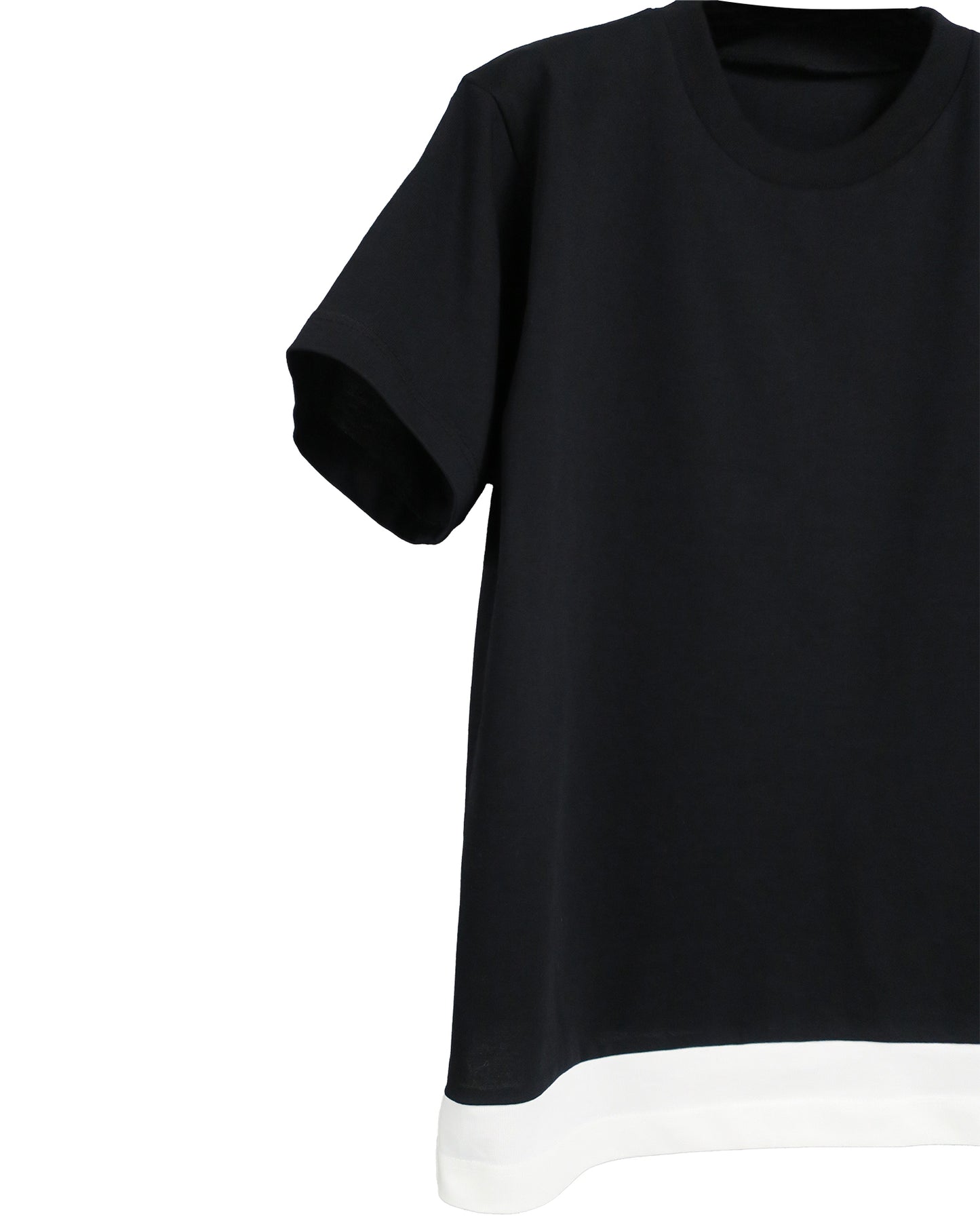 CONTRAST HEM LAYERED T-SHIRTS / BLACK×O-W