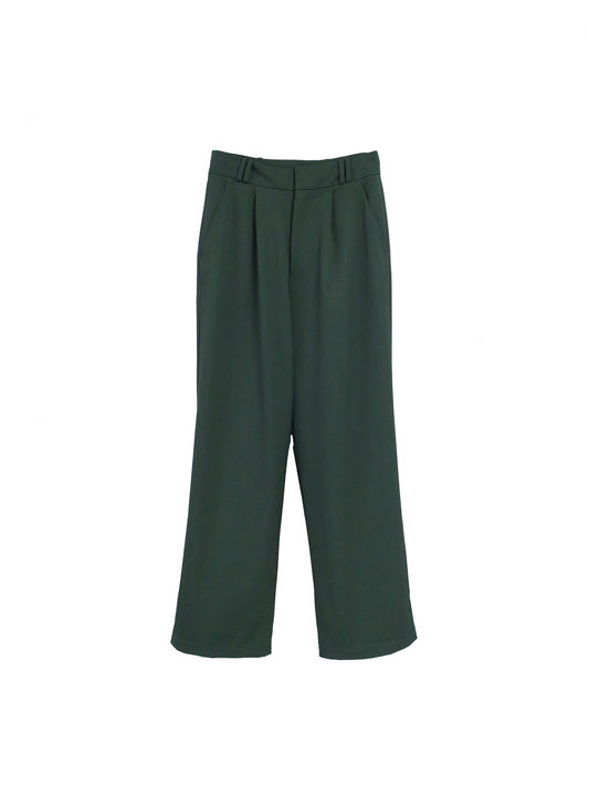 DOUBLE LOOP RELAXED STRAIGHT TROUSERS / D.GREEN