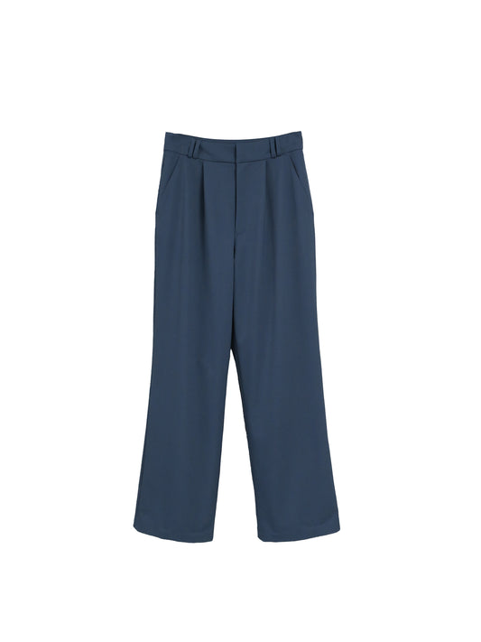 DOUBLE LOOP RELAXED STRAIGHT TROUSERS / BL-GY