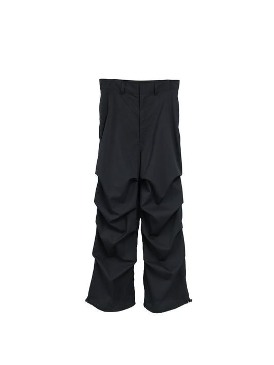 DOT AIR STRETCH 4-TUCK TROUSERS / BLACK