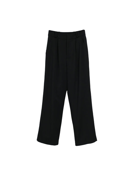 DOUBLE LOOP RELAXED STRAIGHT TROUSERS / BLACK