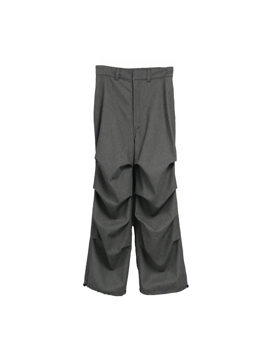 11oz WASHED DENIM 4-TUCK TROUSERS / D-GRAY