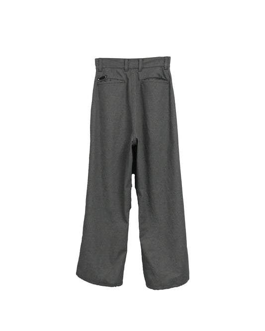 11oz WASHED DENIM 4-TUCK TROUSERS / D-GRAY
