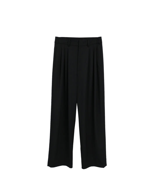 【RE-STOCK】3TUCKS FLEX GABARDINE TAPERED TROUSERS / BLACK