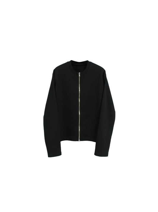 HARD COMPACT COTTON W ZIP CARDIGAN/ BLACK