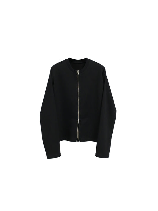 HARD COMPACT COTTON W ZIP CARDIGAN/ BLACK