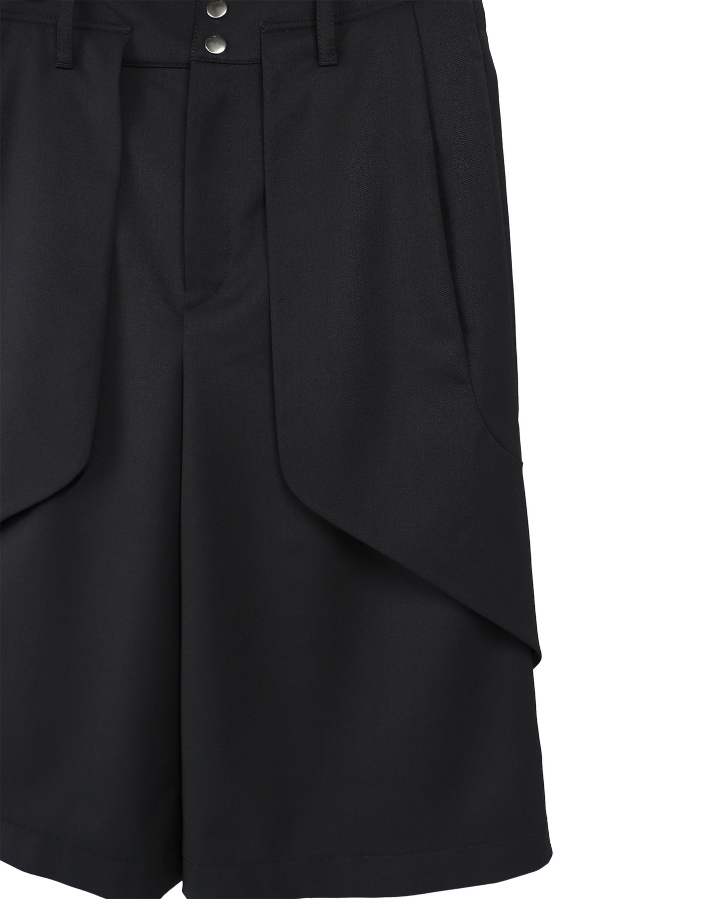 FLEX GABARDINE CROPPED WIDE TROUSERS/ BLACK