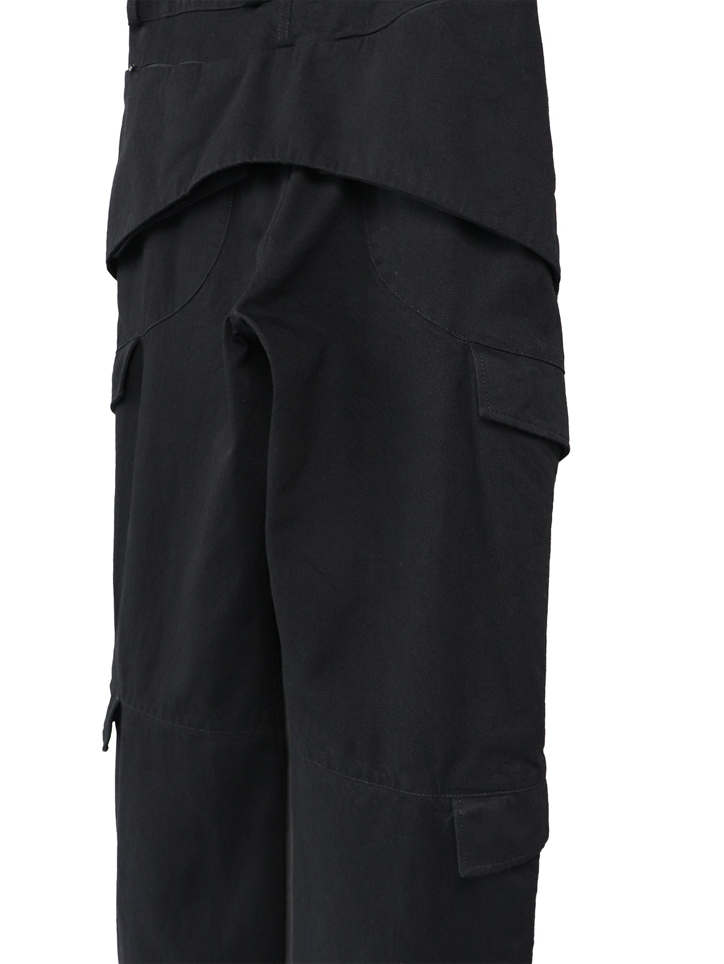 STRUCTURED UTILITY DENIM TROUSERS / BLACK