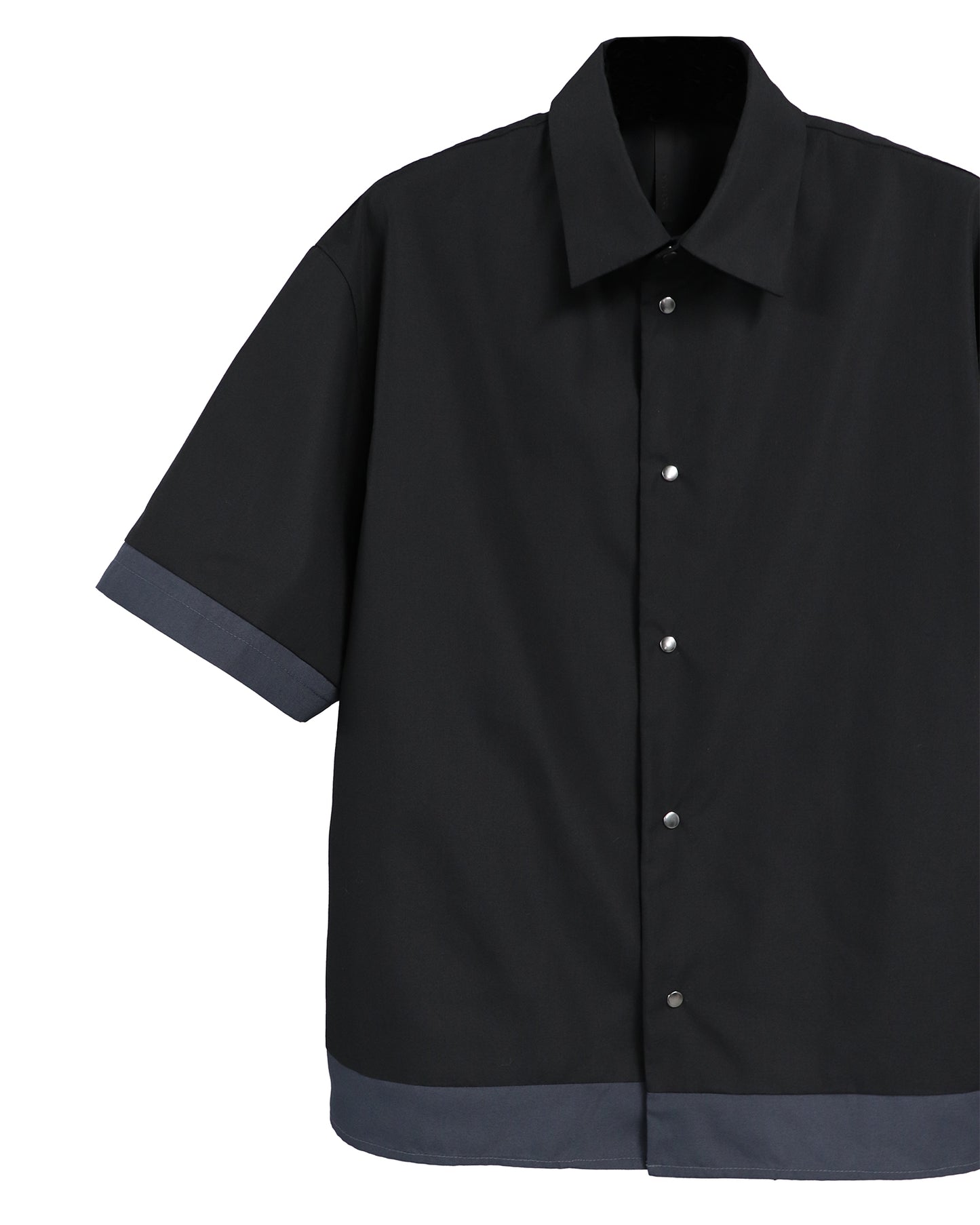 BROAD CLOTH LAYERED SHORT SLEEVE SHIRTS / BK×CHARCOAL