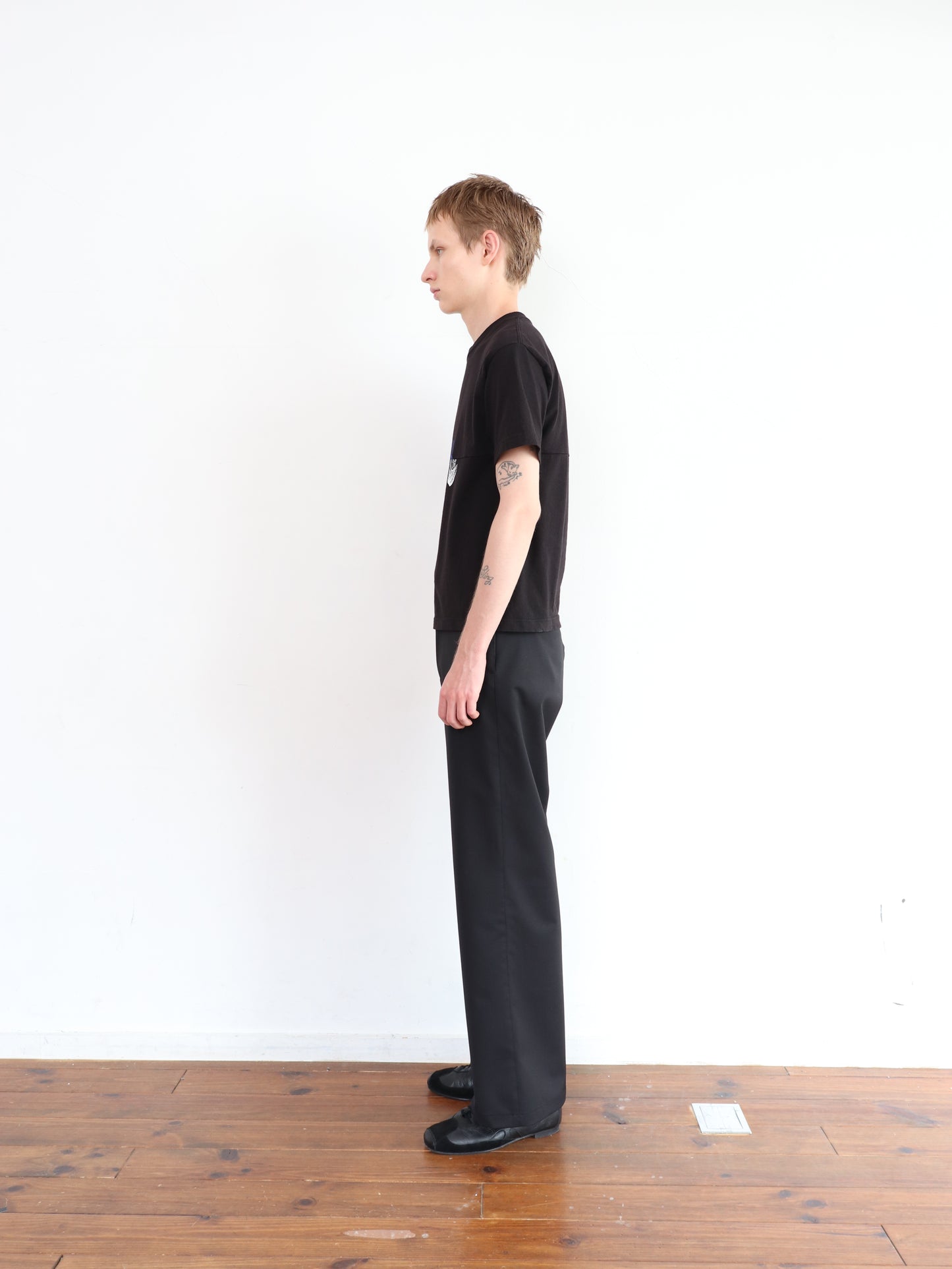 FLEX GABARDINE BOOT CUT TROUSERS / BLACK