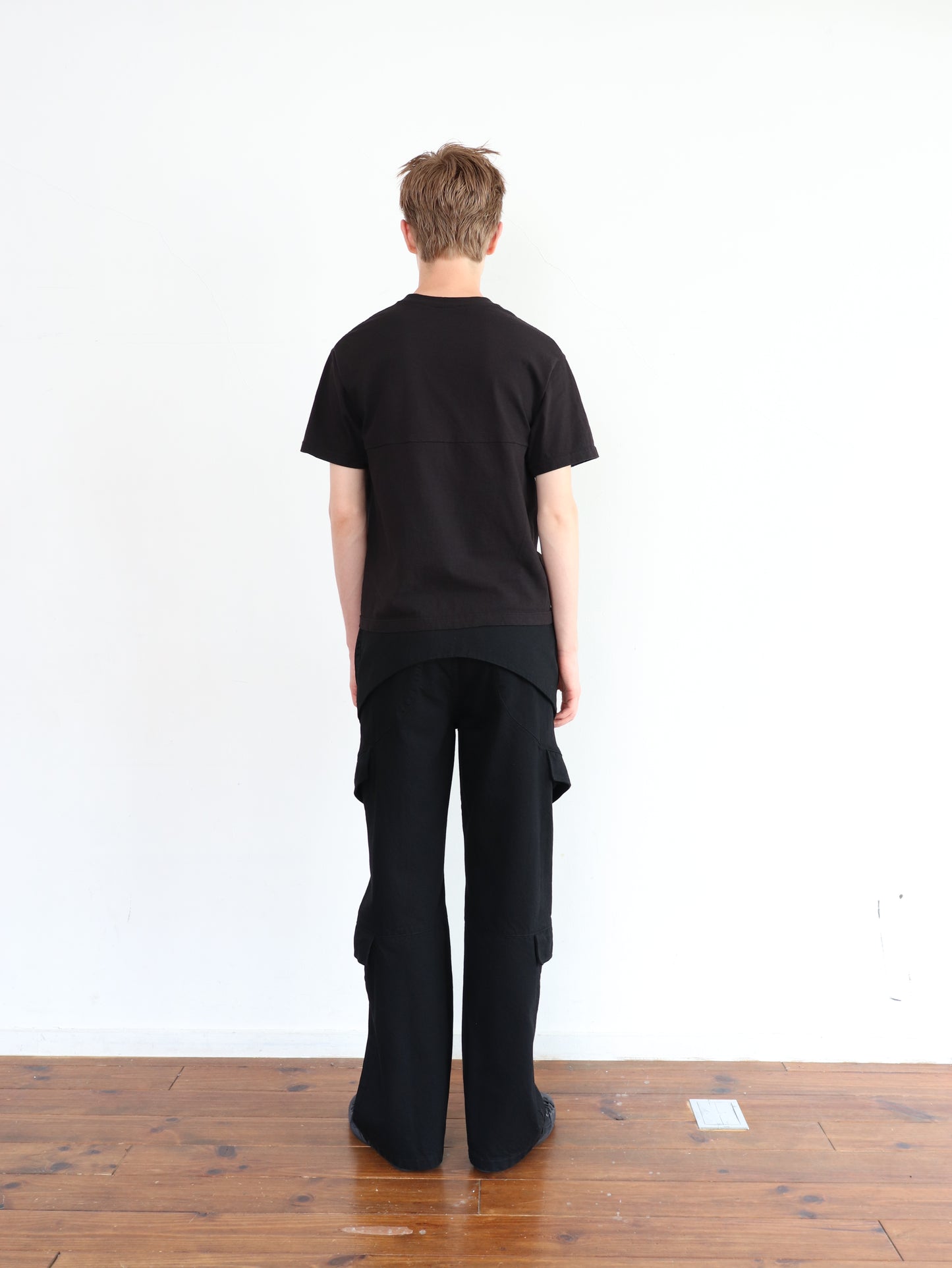 STRUCTURED UTILITY DENIM TROUSERS / BLACK