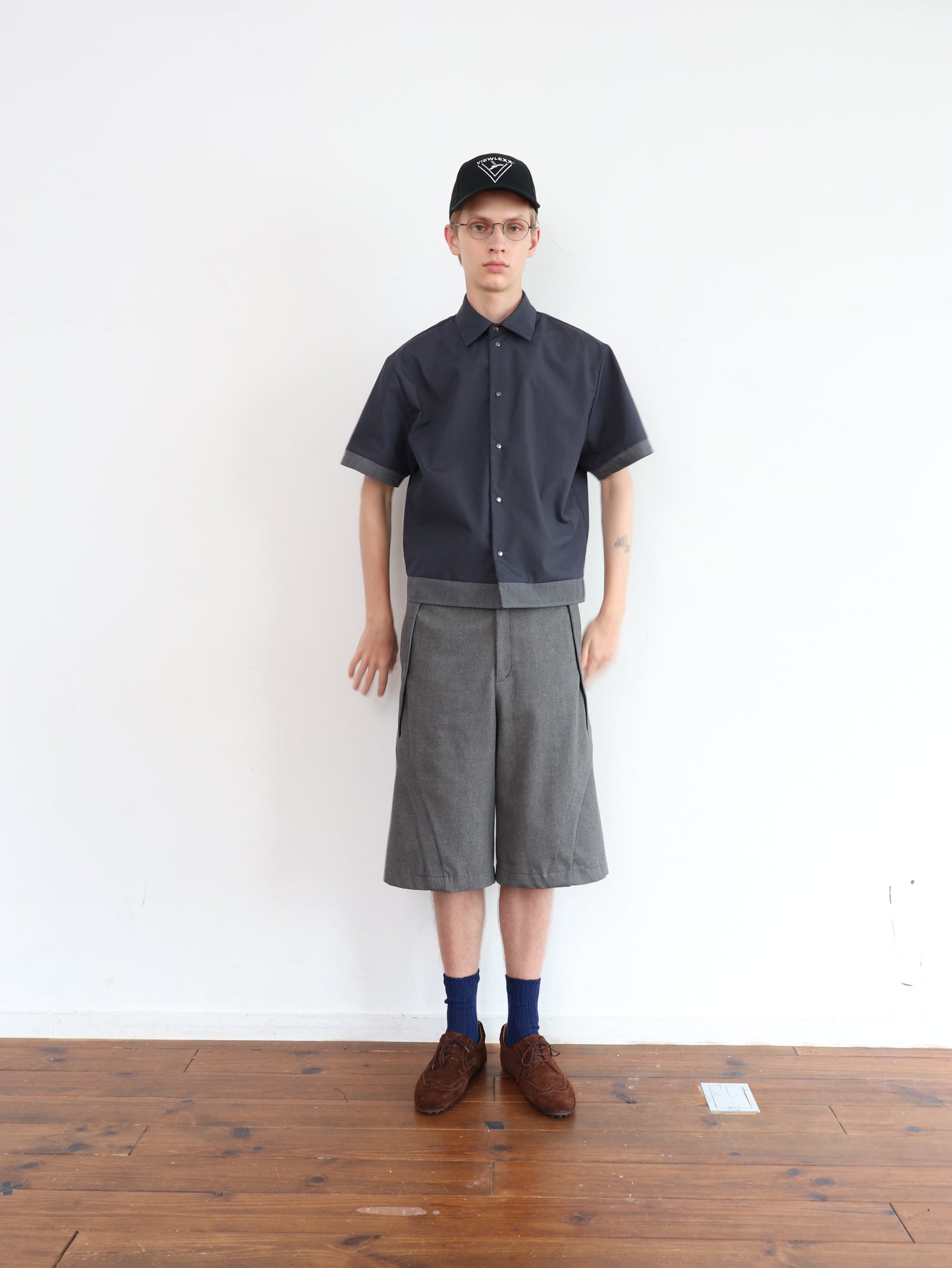 THREE-D DENIM WIDE CROPPED WIDE TROUSERS/ D-GRAY