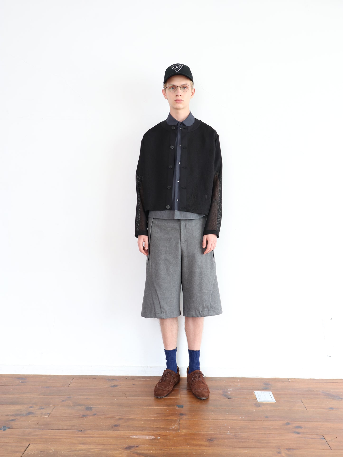 STRUCTURE LENO CLOTH CARDIGAN/ BLACK