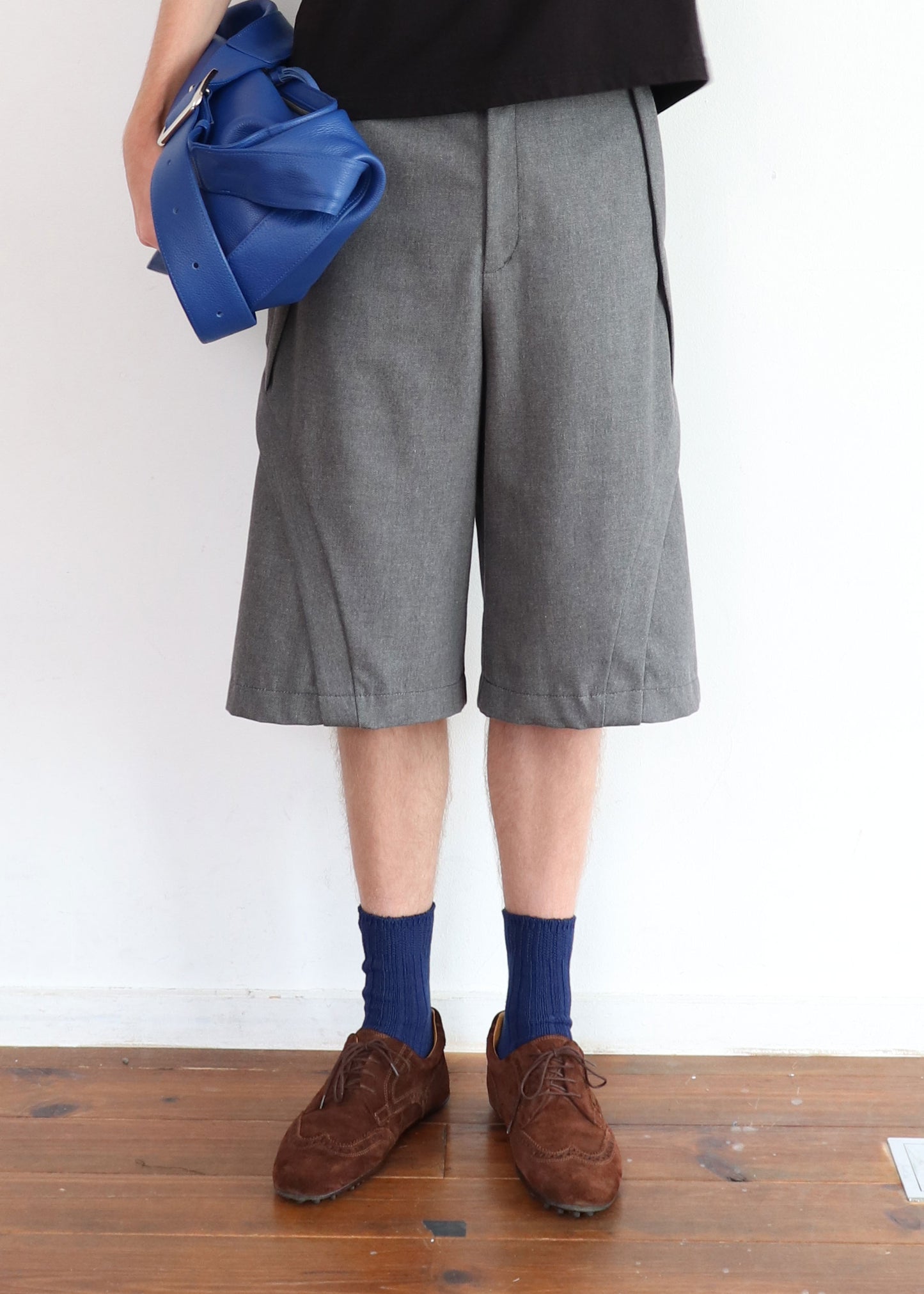 THREE-D DENIM WIDE CROPPED WIDE TROUSERS/ D-GRAY