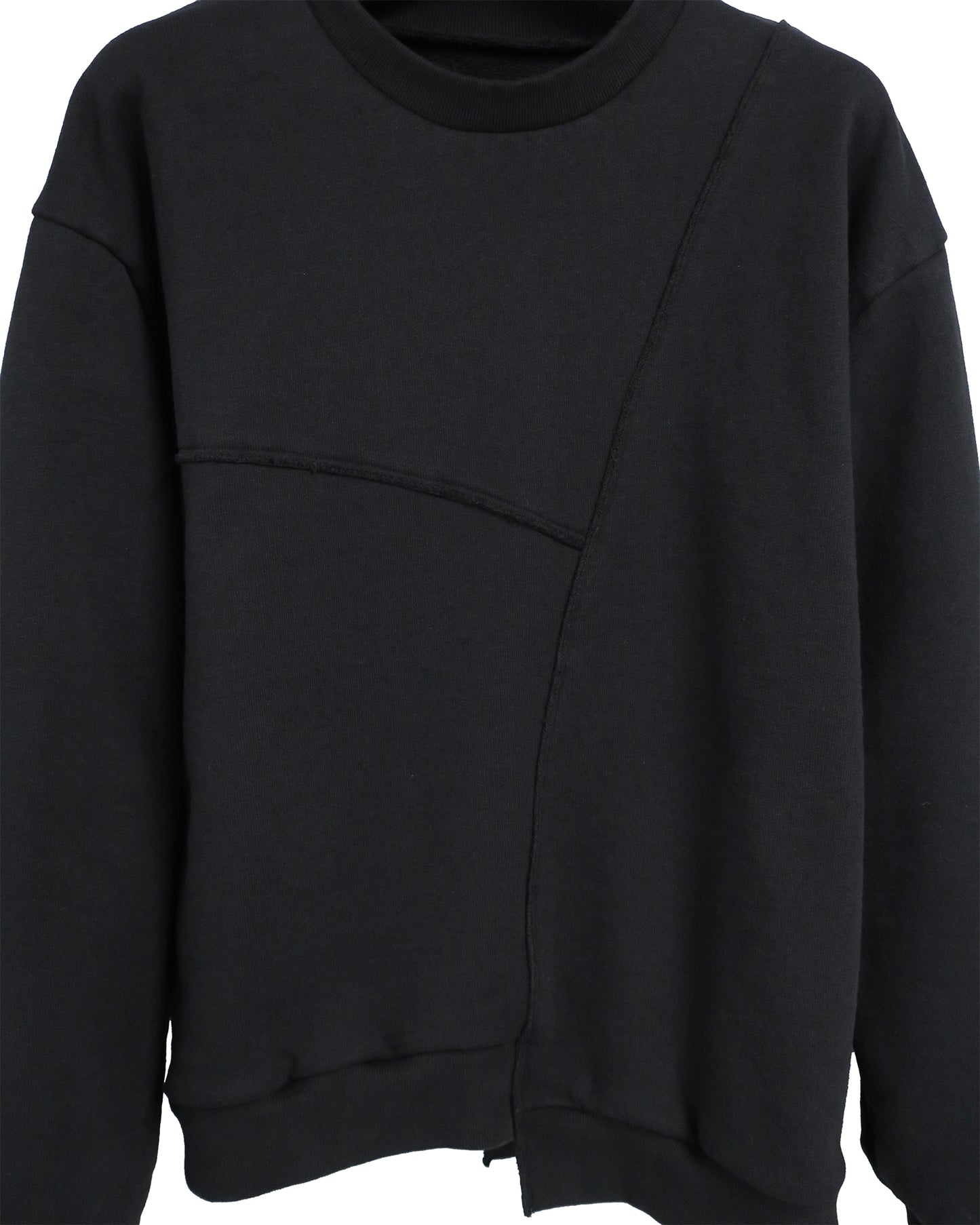 REBUILT TEXTURED PANEL CREWNECK SWEATSHIRT/ BLACK