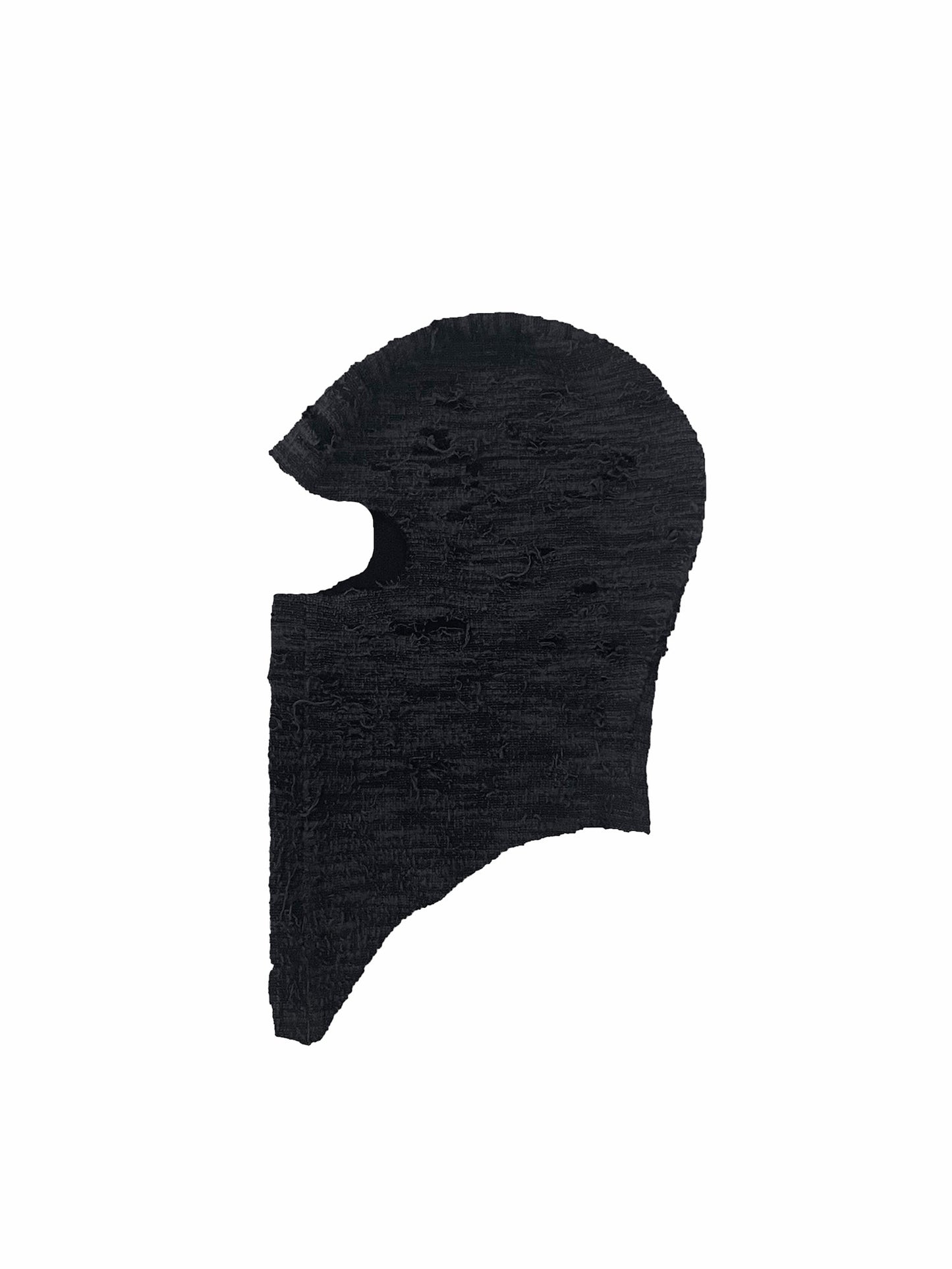 DISTRESSED FABRIC BALACLAVA / BLACK