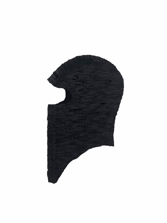 DISTRESSED FABRIC BALACLAVA / BLACK