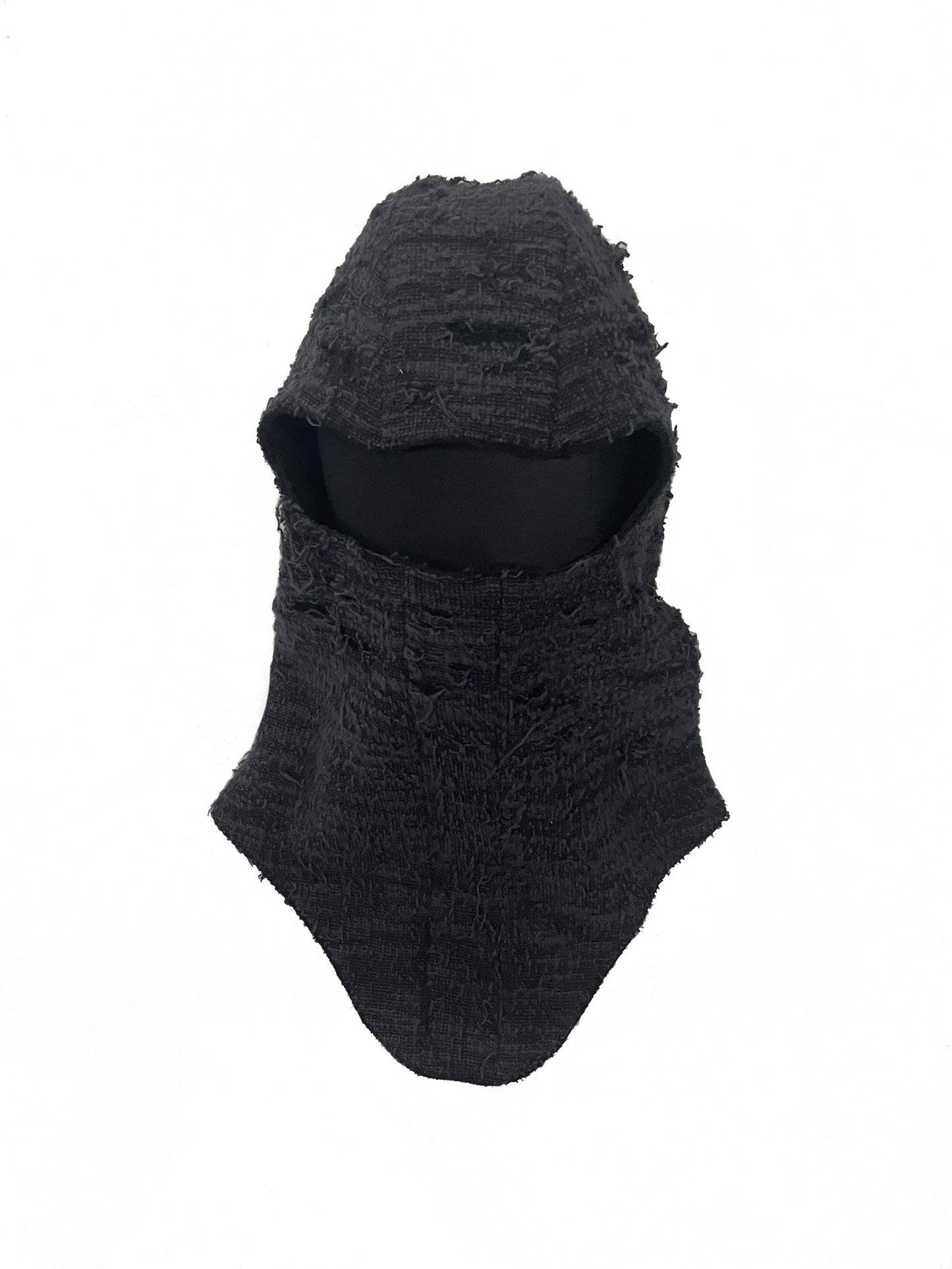 DISTRESSED FABRIC BALACLAVA / BLACK