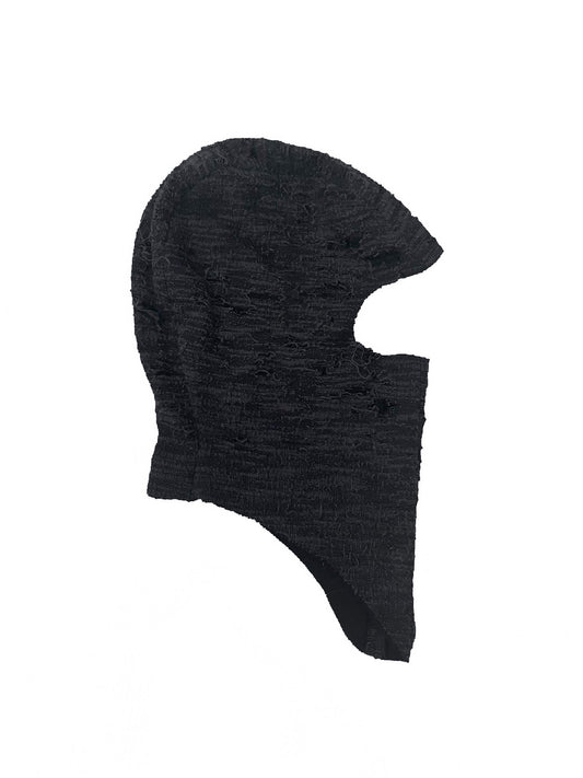 DISTRESSED FABRIC BALACLAVA / BLACK