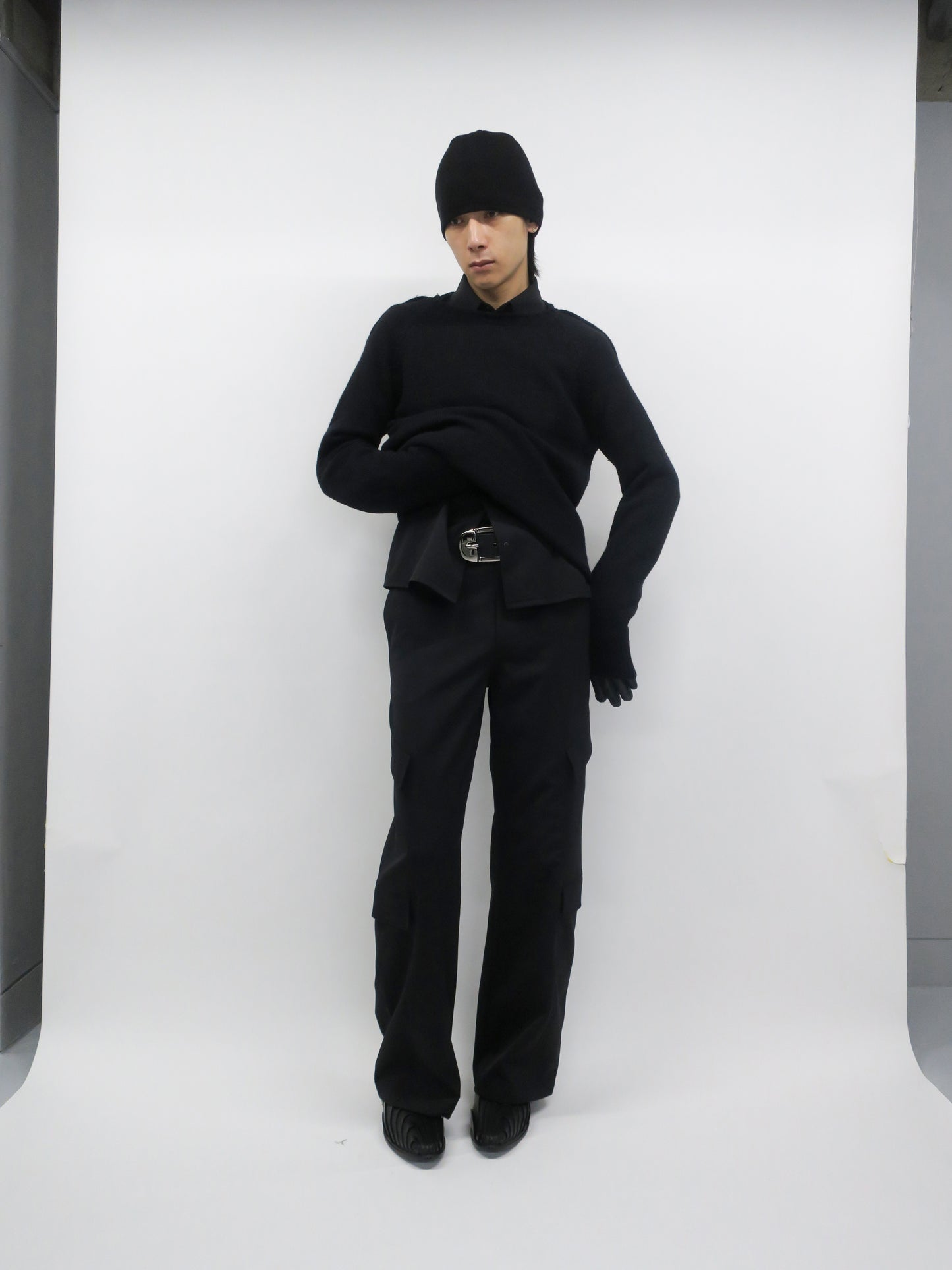STRUCTURED UTILITY TROUSERS / BLACK