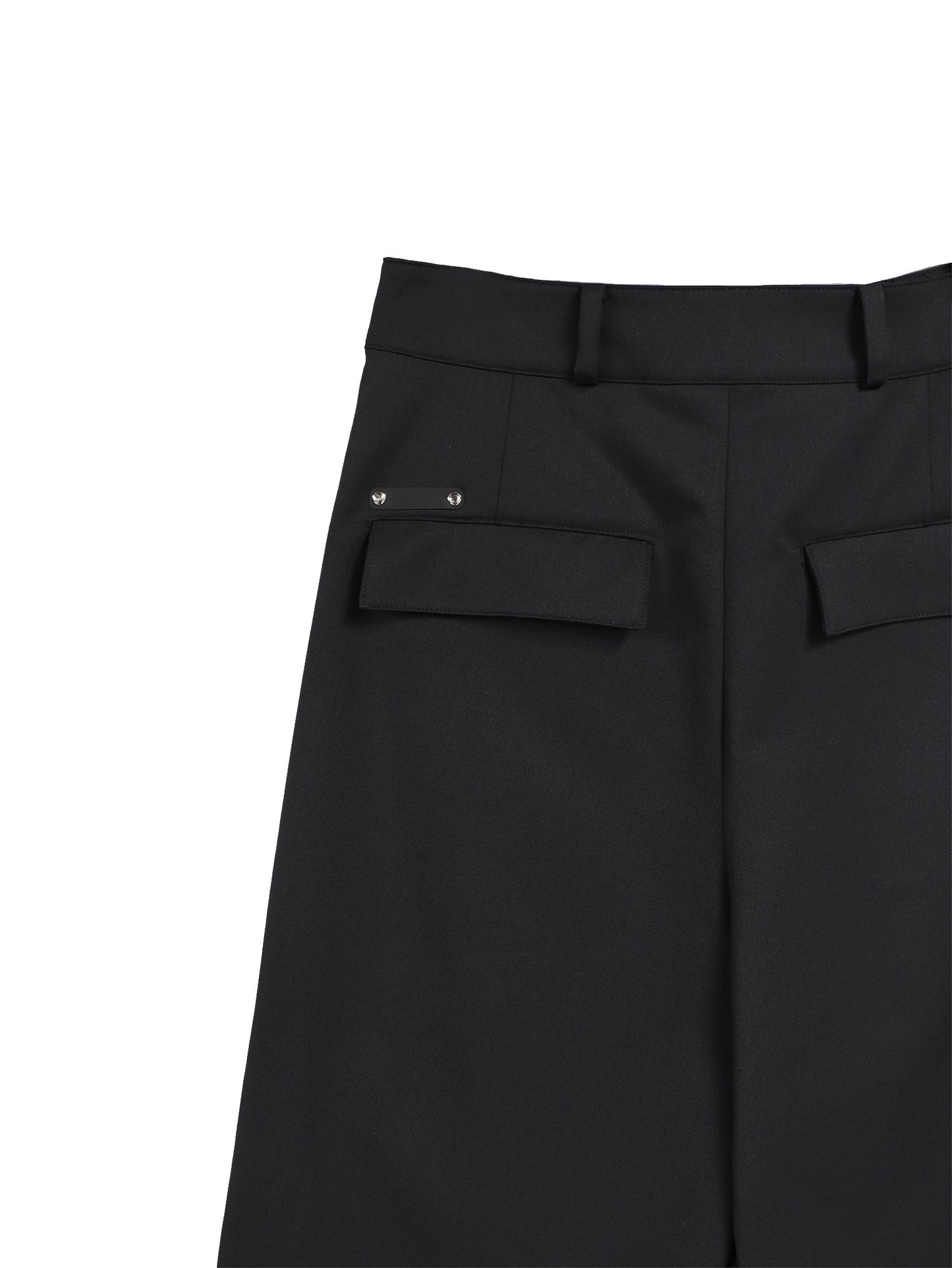 DOUBLE LOOP ONE-TUCK CROPPED WIDE TROUSERS/ BLACK
