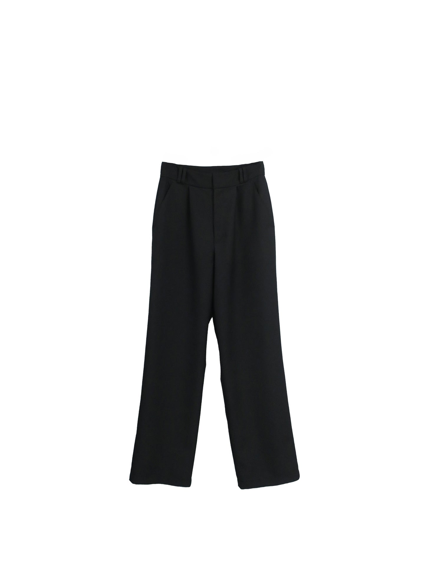 WOOL GABARDINE DOUBLE LOOP RELAXED TROUSERS / BLACK