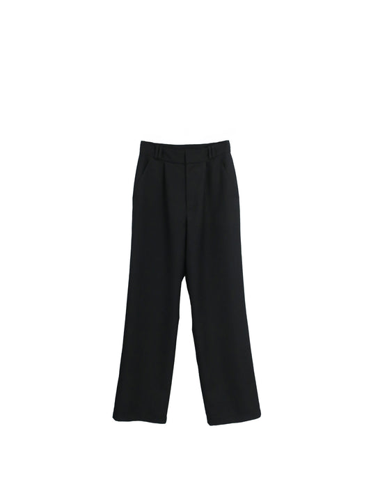 WOOL GABARDINE DOUBLE LOOP RELAXED TROUSERS / BLACK