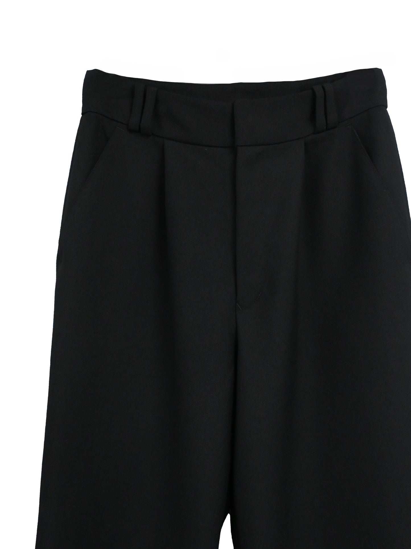 WOOL GABARDINE DOUBLE LOOP RELAXED TROUSERS / BLACK
