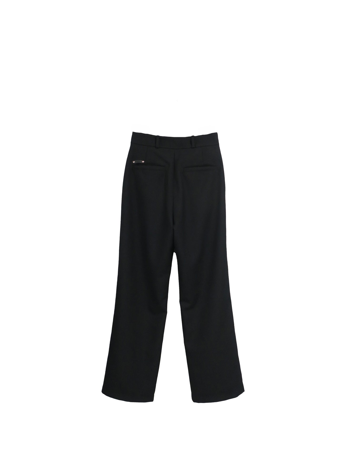 WOOL GABARDINE DOUBLE LOOP RELAXED TROUSERS / BLACK