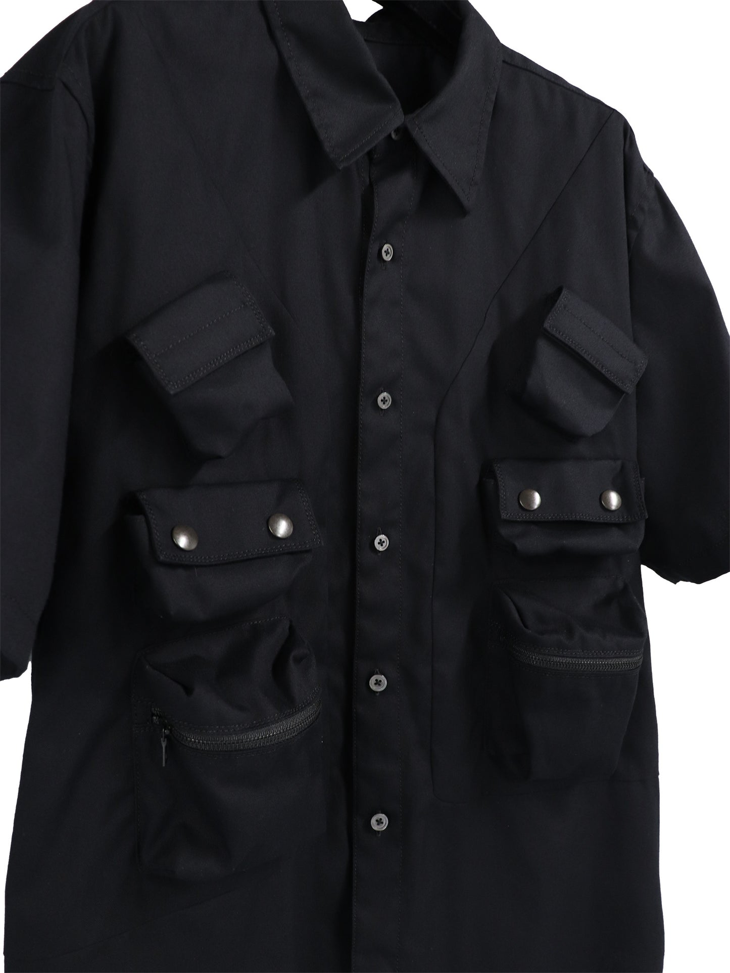 PUCKERED C-1 DOCKING SHIRT/ BLACK 