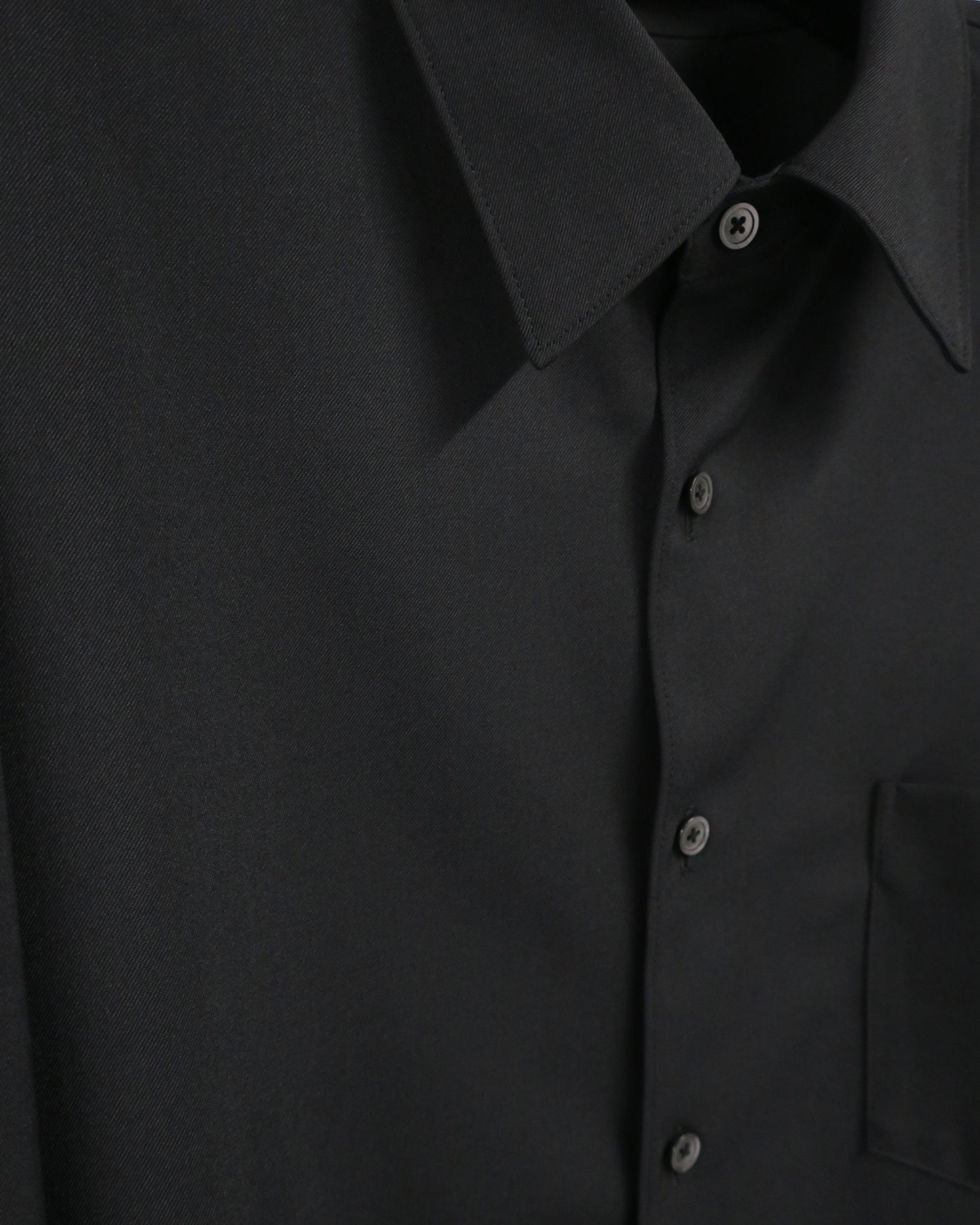 FLEX GABARDINE WOOL BOX SHIRTS/ BLACK
