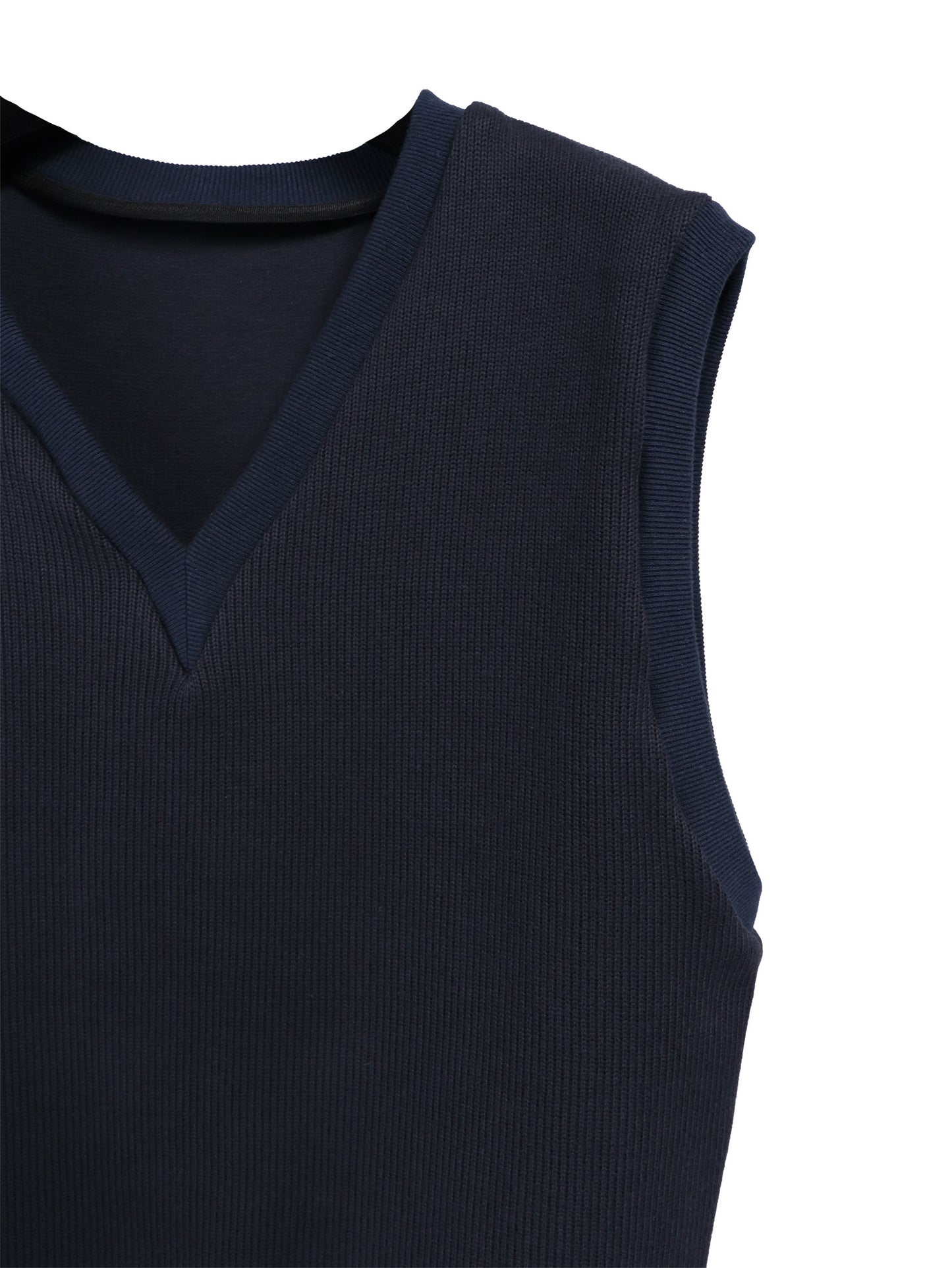 COTTON KNIT IVY VEST/ NAVY