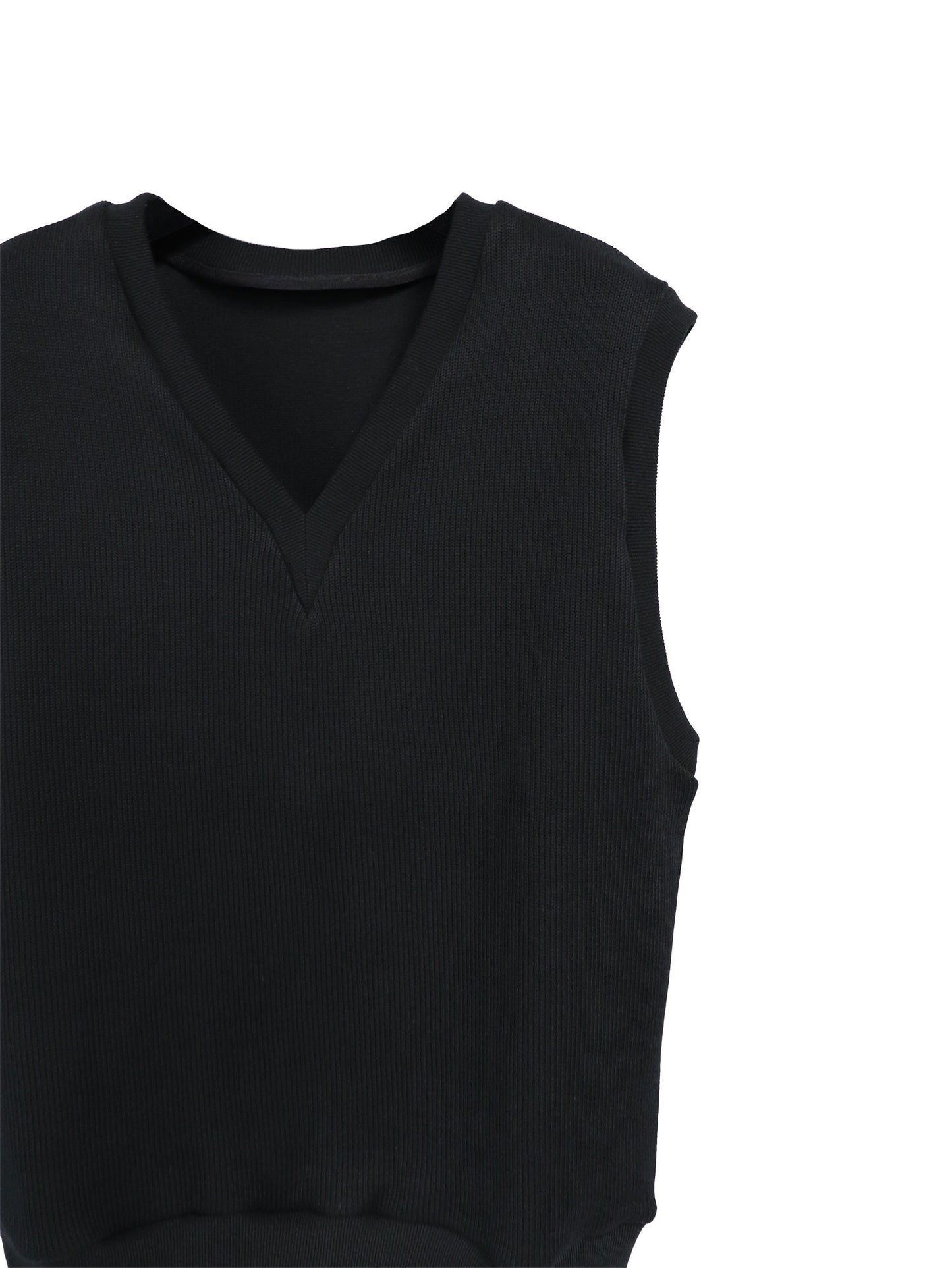 COTTON KNIT IVY VEST/ BLACK