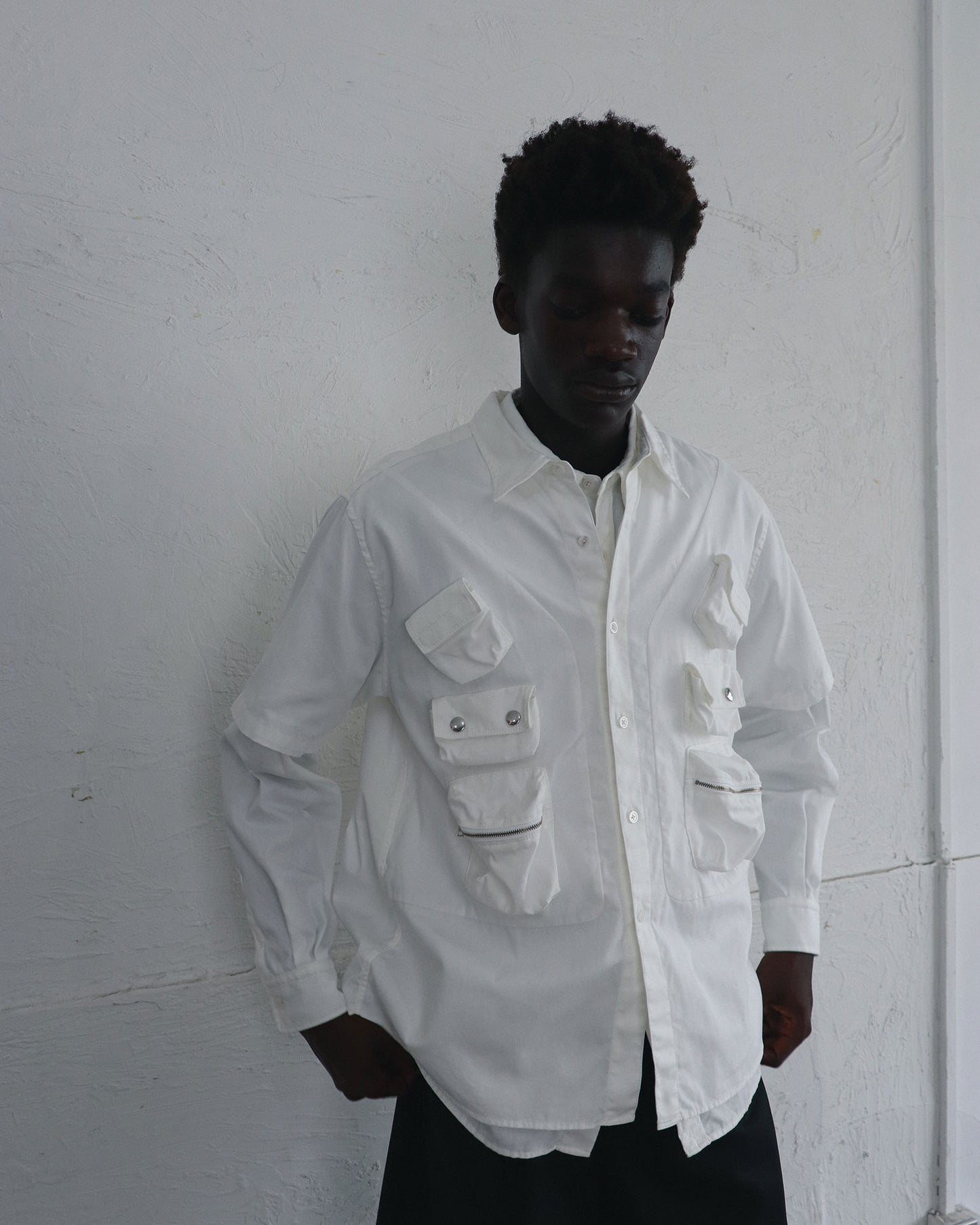 PUCKERED C-1 DOCKING SHIRT/ WHITE